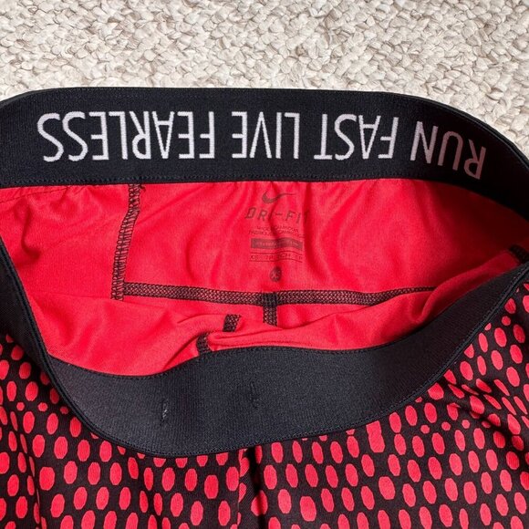 Nike Dri-Fit Running Tights Womens Size XS Run Fast Live Fearless Red & Black - Picture 5 of 7